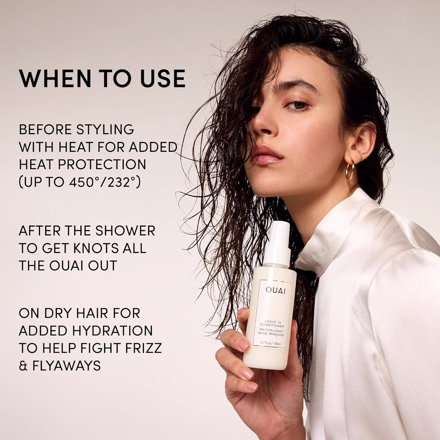 OUAI Leave In Conditioner Spray: Detangler & Heat Protectant for Frizz - Image 4