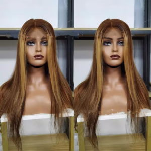 Brazilian Real Hair Lace 4X4 Straight Wig Front Piano Color P4.27