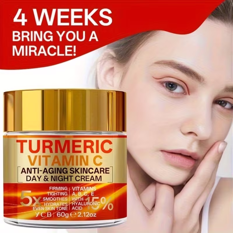 Turmeric & Vitamin C Anti-Aging Cream – Day & Night Firming & Hydrating 60g - Image 2